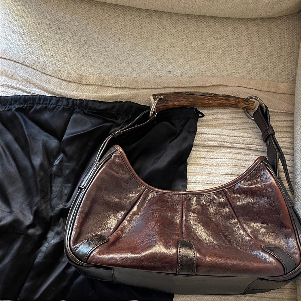 Yves Saint Laurent Mombasa Leather Small Bag with Horn Handle